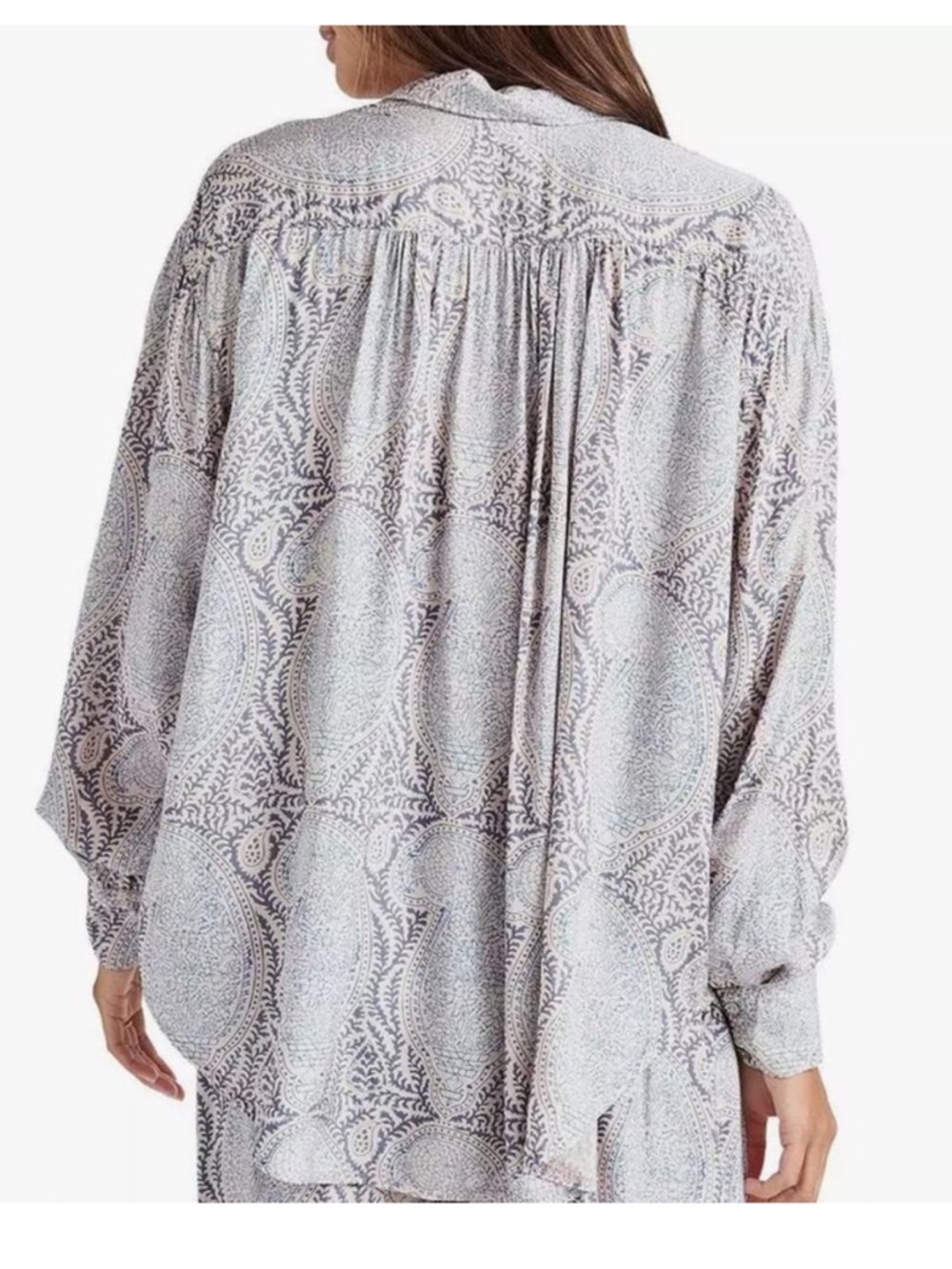 Splendid Collection Mackenzie Paisley Long Sleeve Button Up Blouse Size Medium - Picture 2 of 9